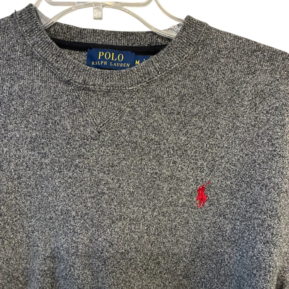 Polo Ralph Lauren Sweater Mens Medium Gray Cotton Crewneck Pony Logo